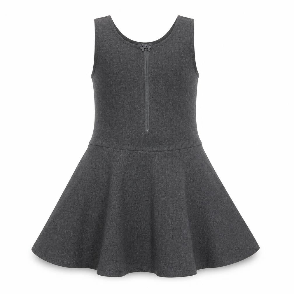 Marks and Spencer Girls Grey Polyester Skater Dress Size 2-3 Years Scoop Neck Zip
