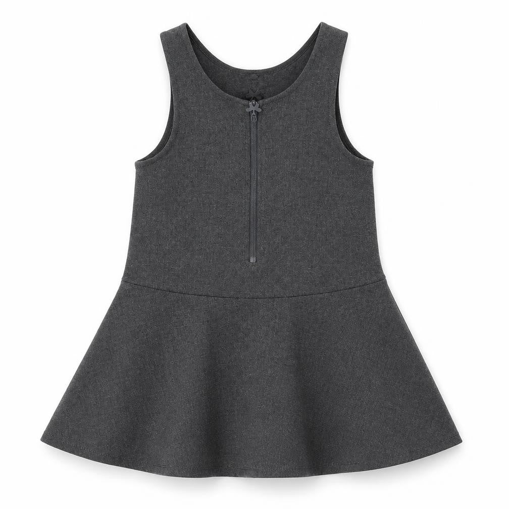 Marks and Spencer Girls Grey Polyester Skater Dress Size 2-3 Years Scoop Neck Zip