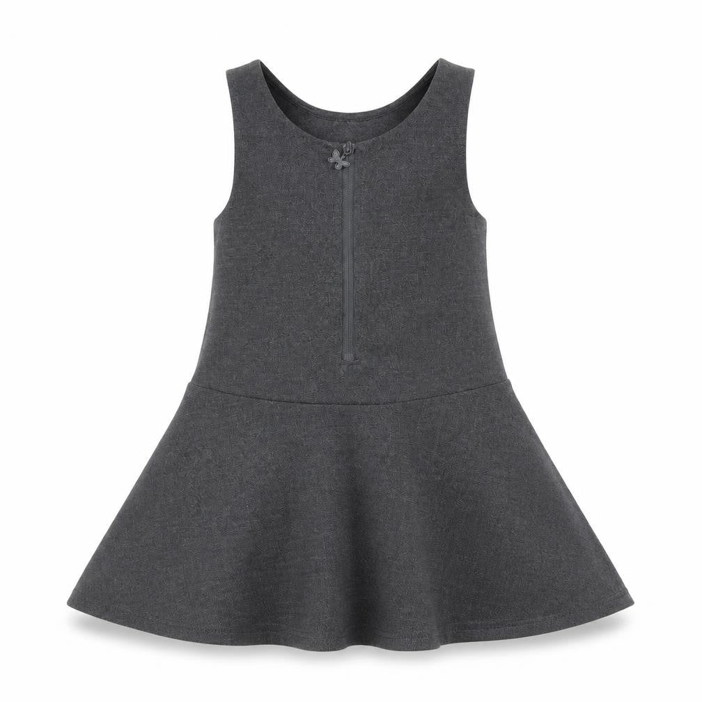 Marks and Spencer Girls Grey Polyester Skater Dress Size 2-3 Years Scoop Neck Zip