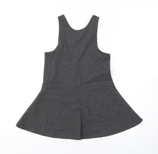 Marks and Spencer Girls Grey Polyester Skater Dress Size 2-3 Years Scoop Neck Zip