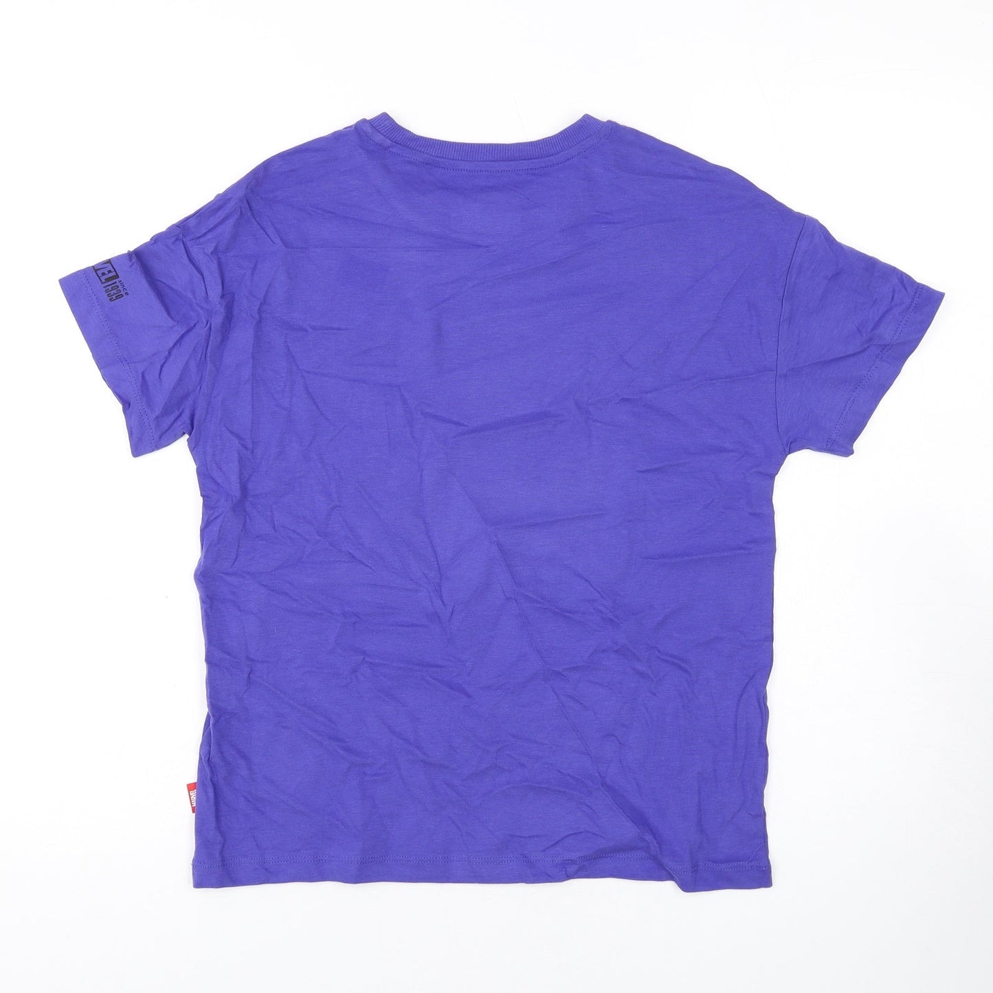 Marks and Spencer Boys Purple Cotton Basic T-Shirt Size 10-11 Years Round Neck Pullover - Marvel
