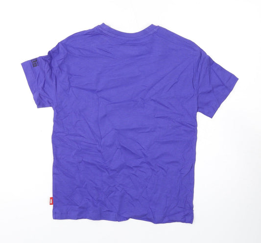 Marks and Spencer Boys Purple Cotton Basic T-Shirt Size 10-11 Years Round Neck Pullover - Marvel
