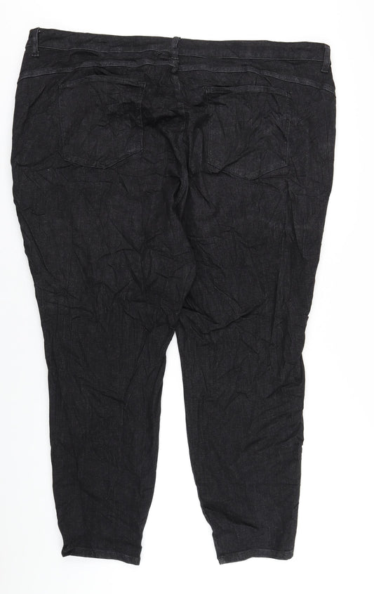 Marks and Spencer Womens Black Cotton Skinny Jeans Size 32 in L30 in Regular Zip