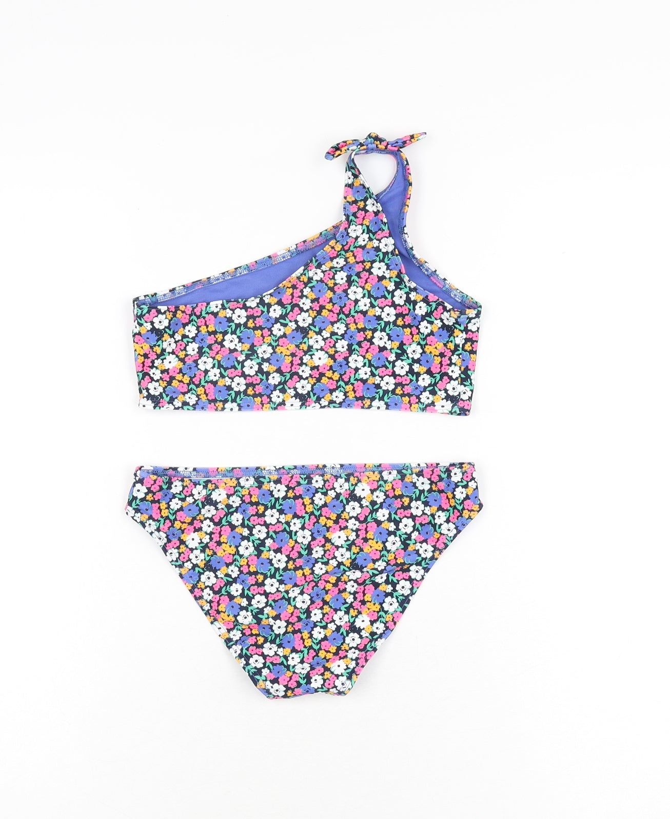 Marks and Spencer Girls Black Floral Polyamide Bodysuit Outfit/Set Size 9-10 Years Pullover - Bikini Set