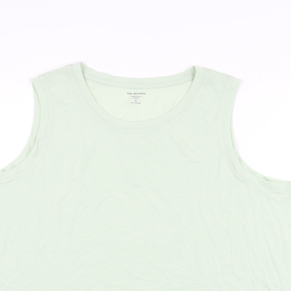 Marks and Spencer Womens Green Polyester Basic Tank Size 20 Round Neck
