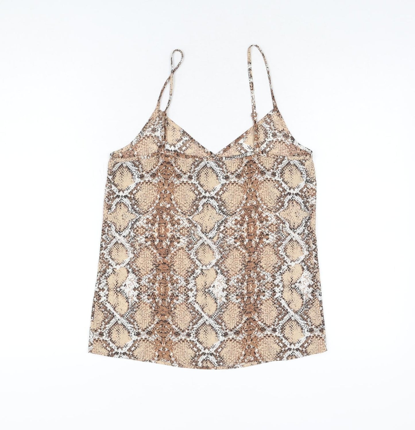 Marks and Spencer Womens Brown Animal Print Polyester Camisole T-Shirt Size 6 V-Neck - Snake Print