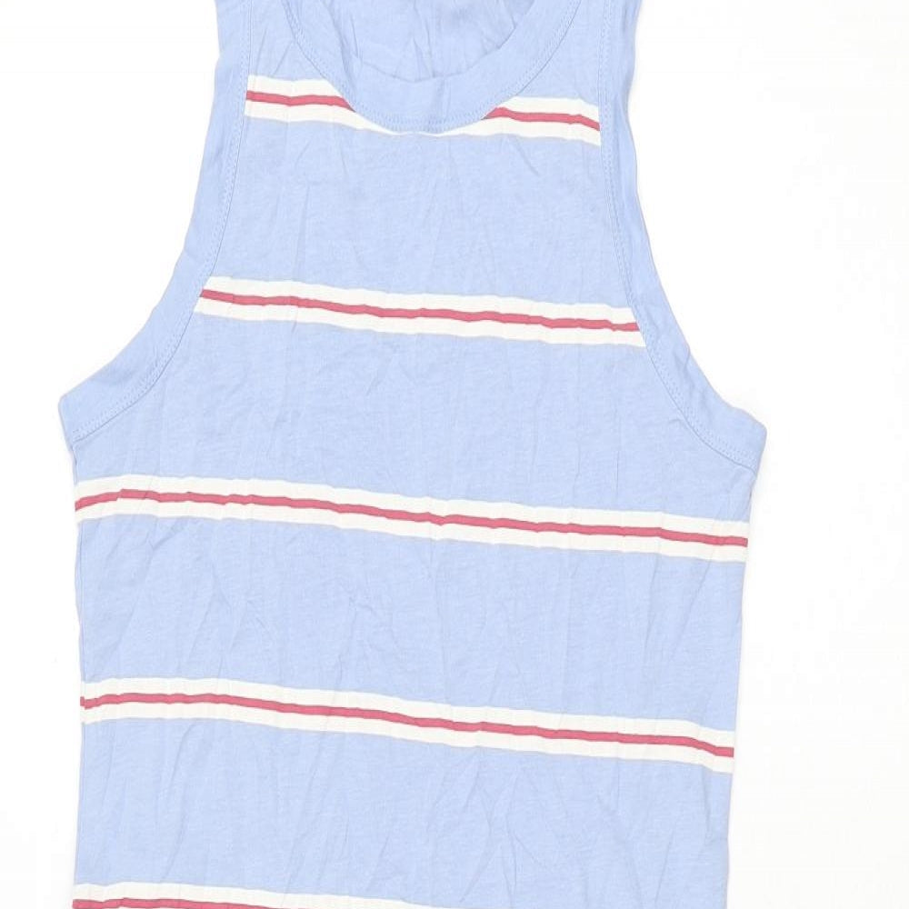 Marks and Spencer Womens Blue Striped Cotton Bodycon Size S Round Neck Pullover