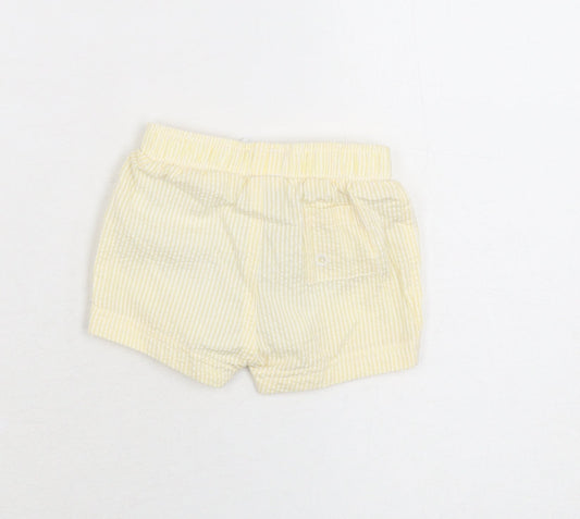 Marks and Spencer Boys Yellow Striped Polyester Shorts Outfit/Set Size 0-3 Months Drawstring - Swim Short