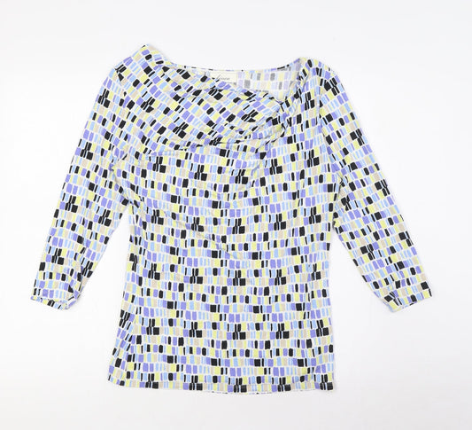 Linea Womens Multicoloured Viscose Basic Blouse Size M Round Neck