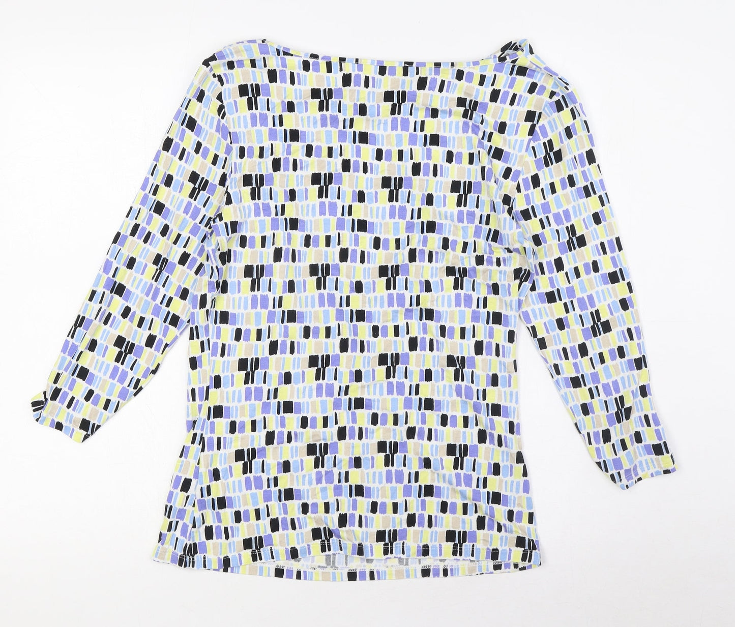 Linea Womens Multicoloured Viscose Basic Blouse Size M Round Neck