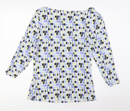 Linea Womens Multicoloured Viscose Basic Blouse Size M Round Neck