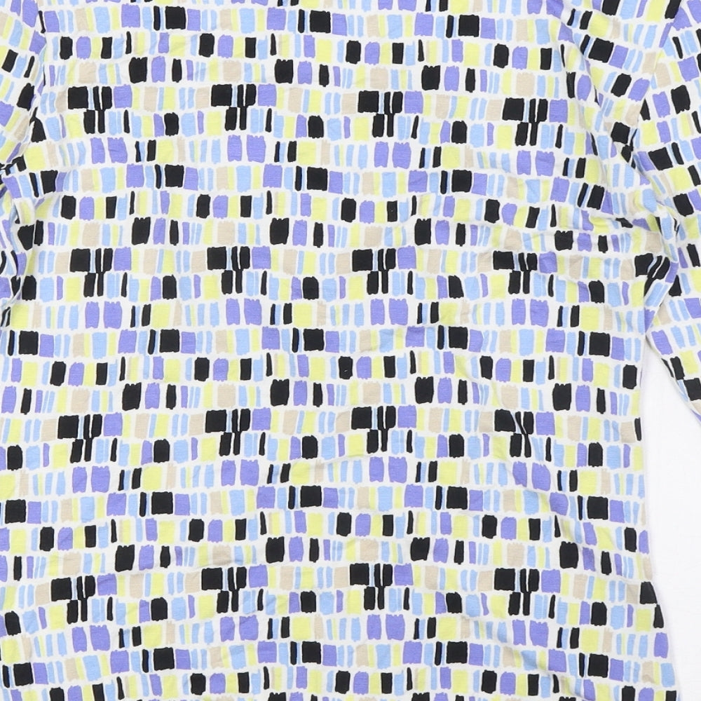 Linea Womens Multicoloured Viscose Basic Blouse Size M Round Neck