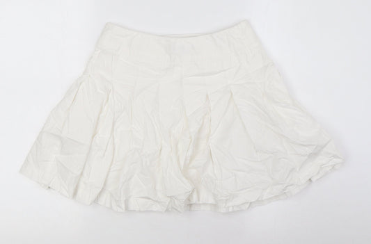 Topshop Womens White Cotton A-Line Skirt Size 8 Button - Wrap Around