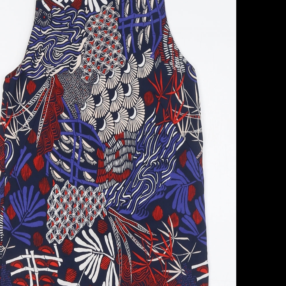 H&M Womens Multicoloured Polyester Shirt Dress Size 4 Round Neck Pullover
