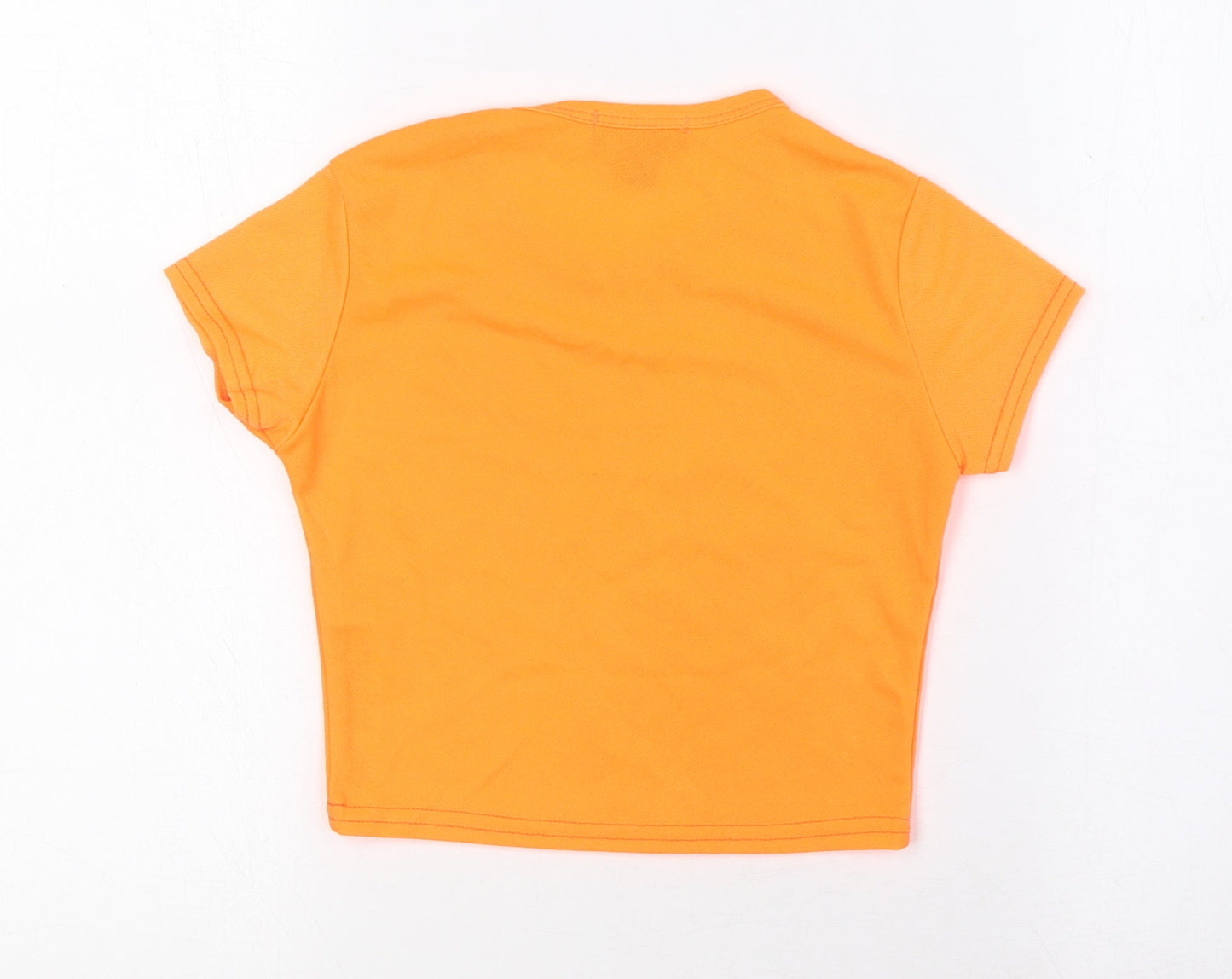 PRETTYLITTLETHING Womens Orange Polyester Cropped Blouse Size 6 Round Neck - Bright