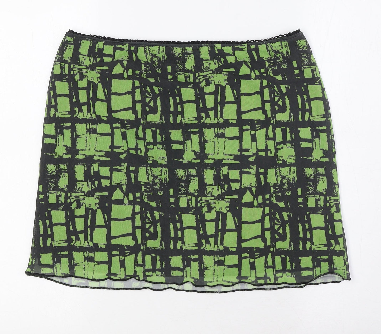 Topshop Womens Green Polyester A-Line Skirt Size L