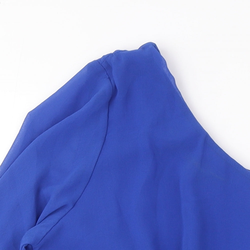 Miso Womens Blue Polyester A-Line Size 14 One Shoulder Pullover