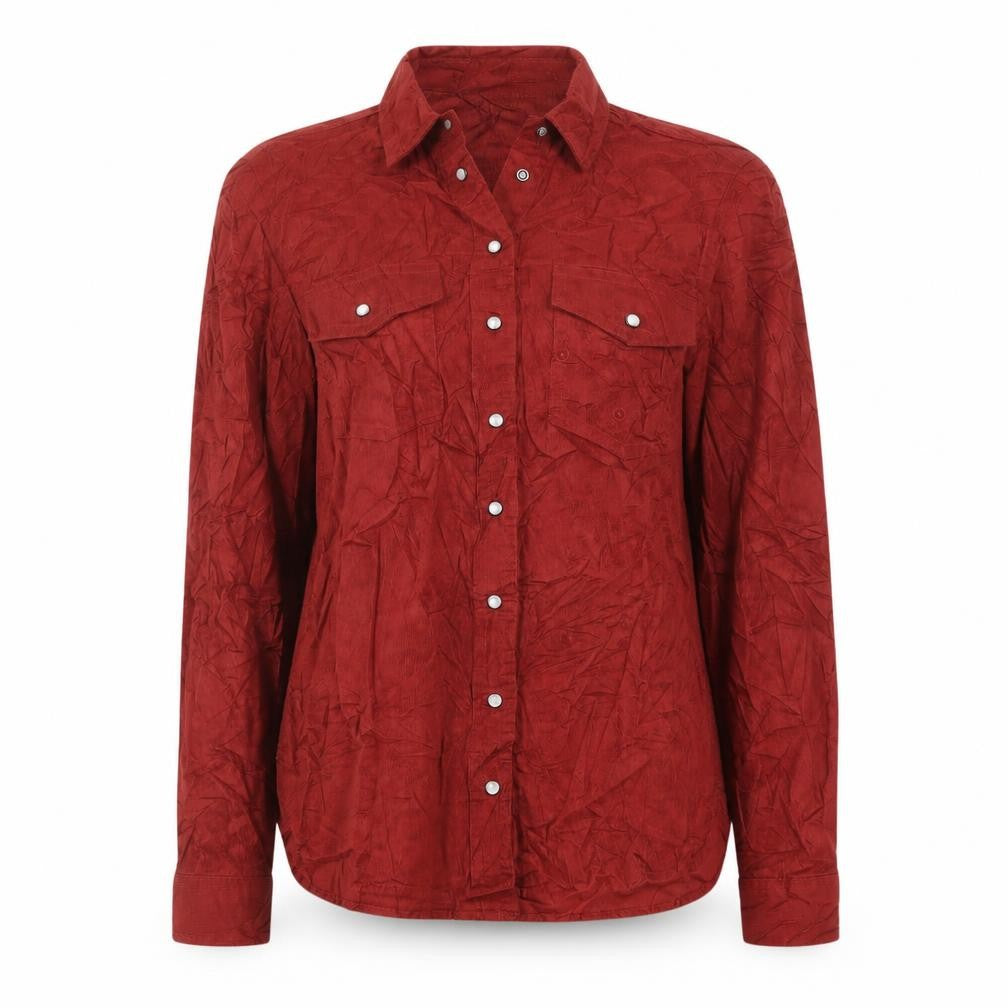 Marks and Spencer Red Corduroy Button-Up Shirt Size 8