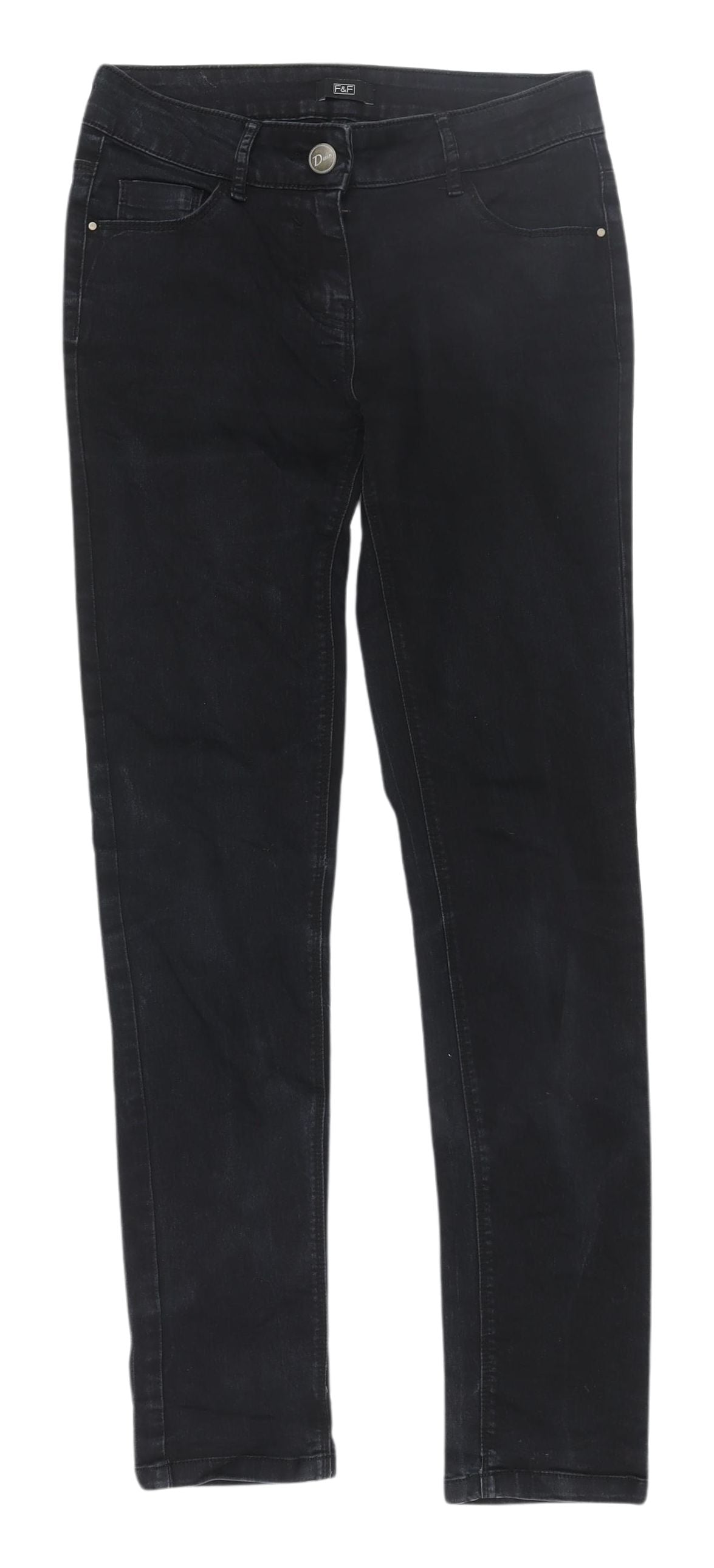 F&F Women's Black Skinny Jeans, Size 8, Stretch Denim