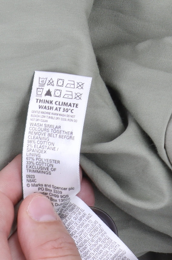 Marks and Spencer Women's Trench Coat Green Size 8