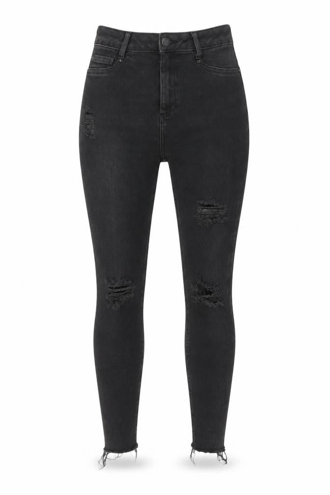 Front view of New Look Black Distressed Skinny Jeans, size 8