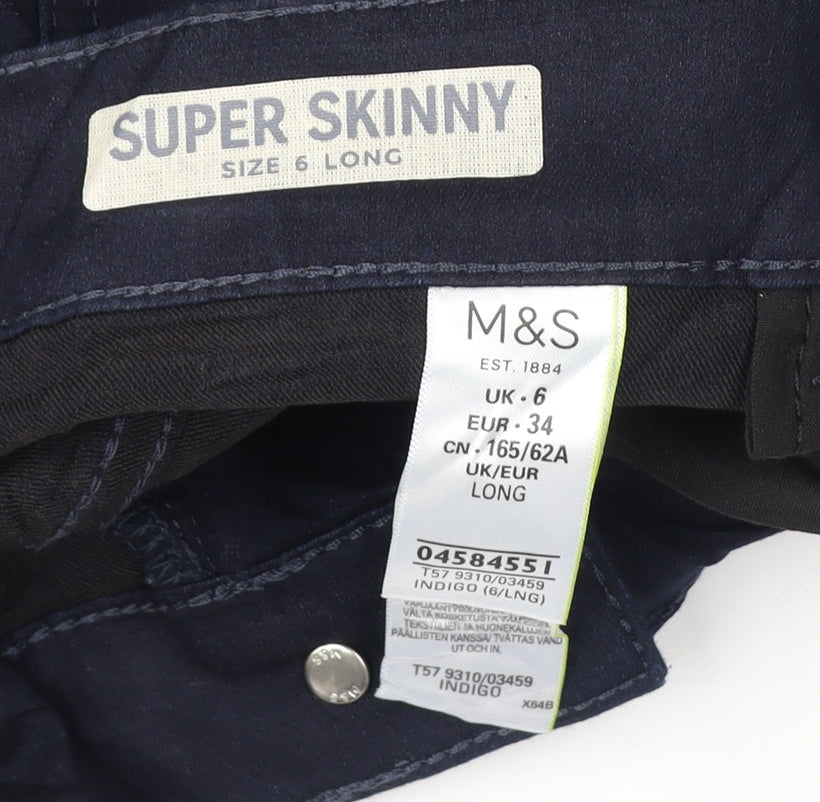 Marks and Spencer Women's Blue Super Skinny Jeans Size 6