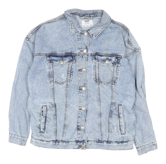 Bershka Women's Blue Denim Jacket, Size S, Casual Style