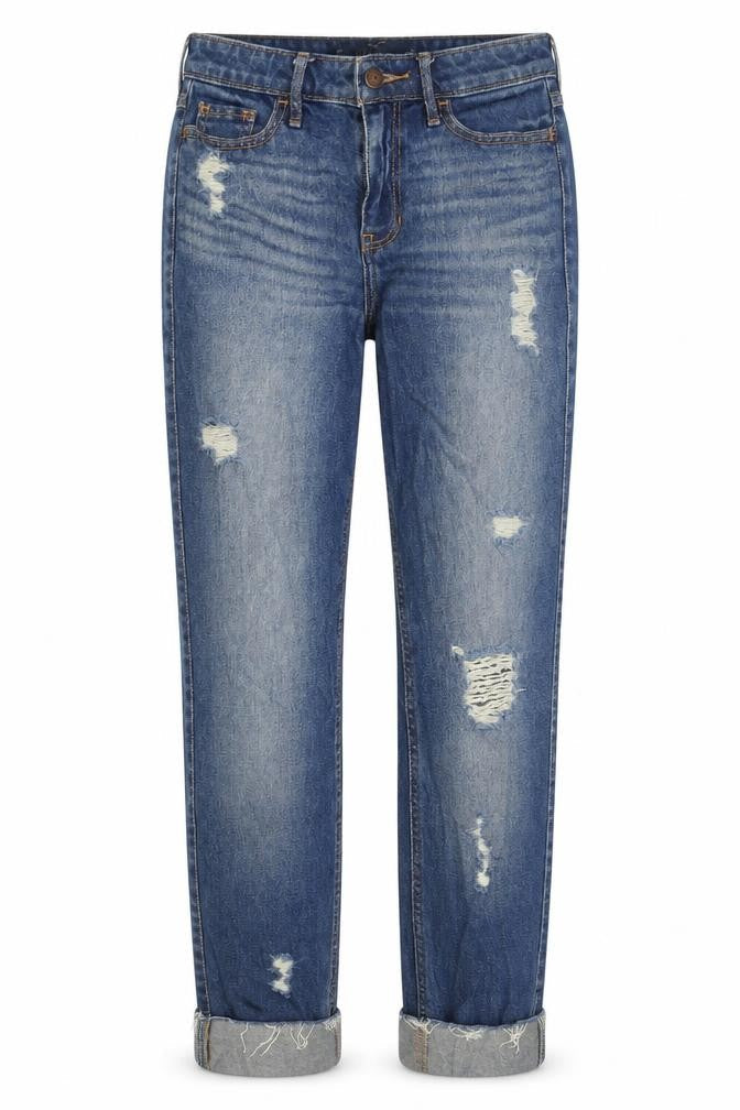 Hollister Women's Blue Boyfriend Distressed Jeans