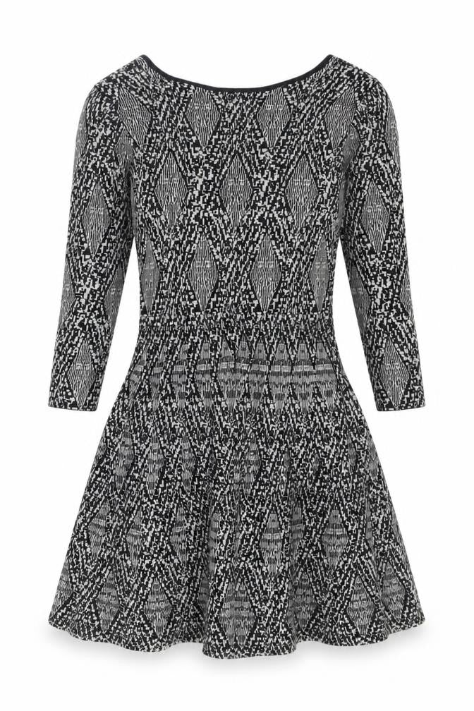 Front view of Zara Woman Fit & Flare Geometric Dress, size S