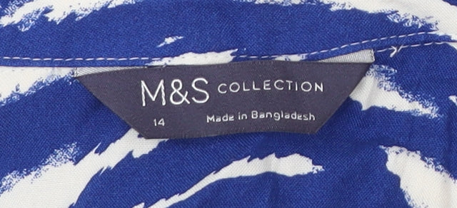 Marks & Spencer Women's Blue Animal Print Blouse, Size 14