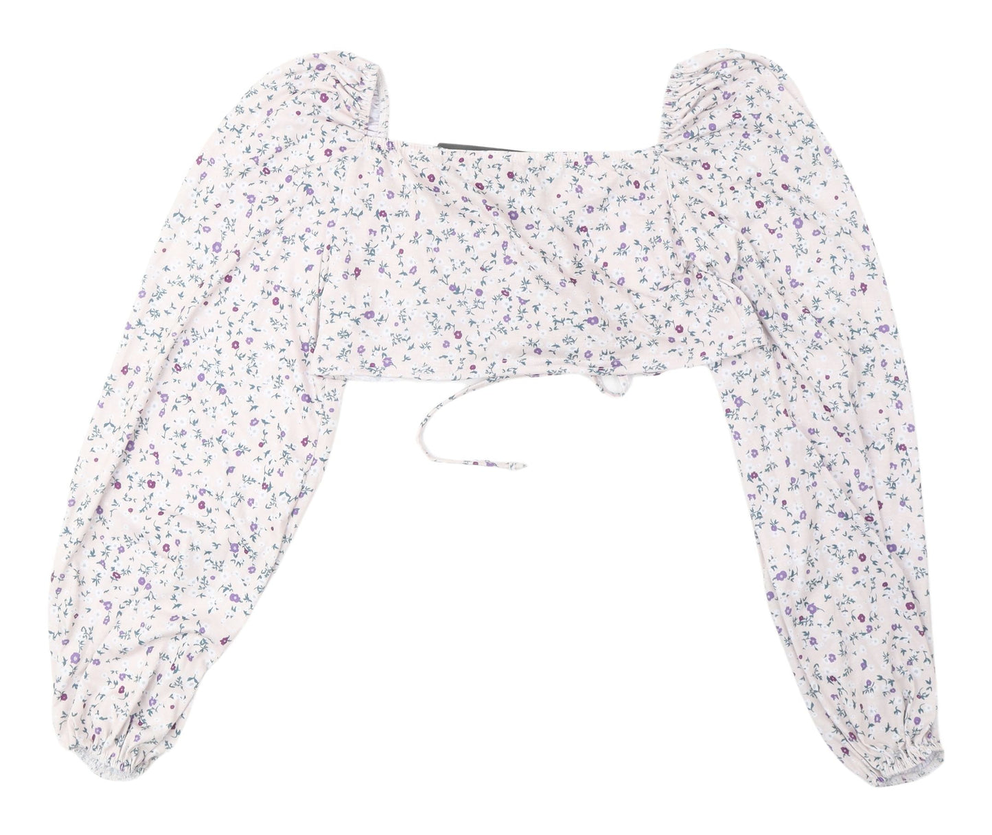 PrettyLittleThing Floral Cropped Blouse, Size 14, Multicoloured