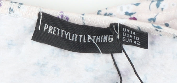 PrettyLittleThing Floral Cropped Blouse, Size 14, Multicoloured
