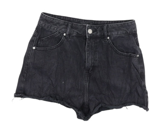 Urban Revivo Black High-Waisted Cut-Off Denim Shorts