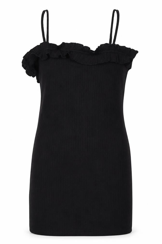 ASOS Women's Black Mini Dress, Size 10, Ruffled Sleeveless