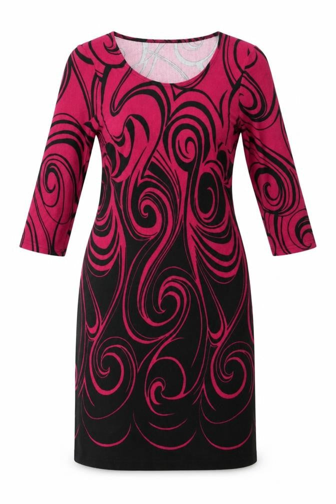 Roman Women's Pink Black Abstract Sheath Dress