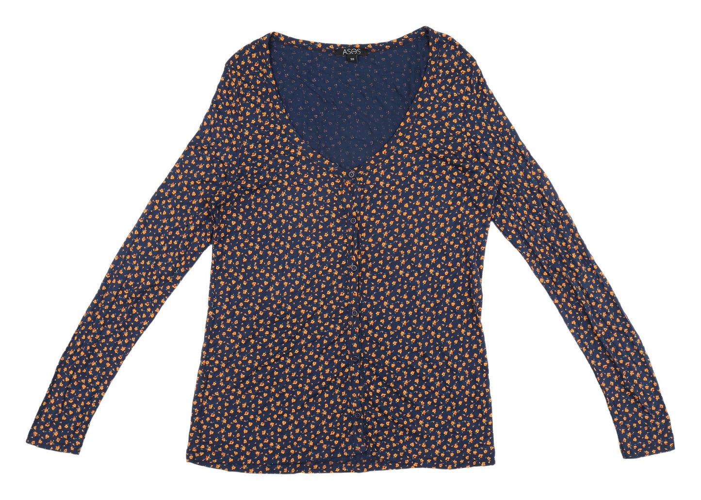 ASOS Women's Blue Floral V-Neck Blouse Size 20