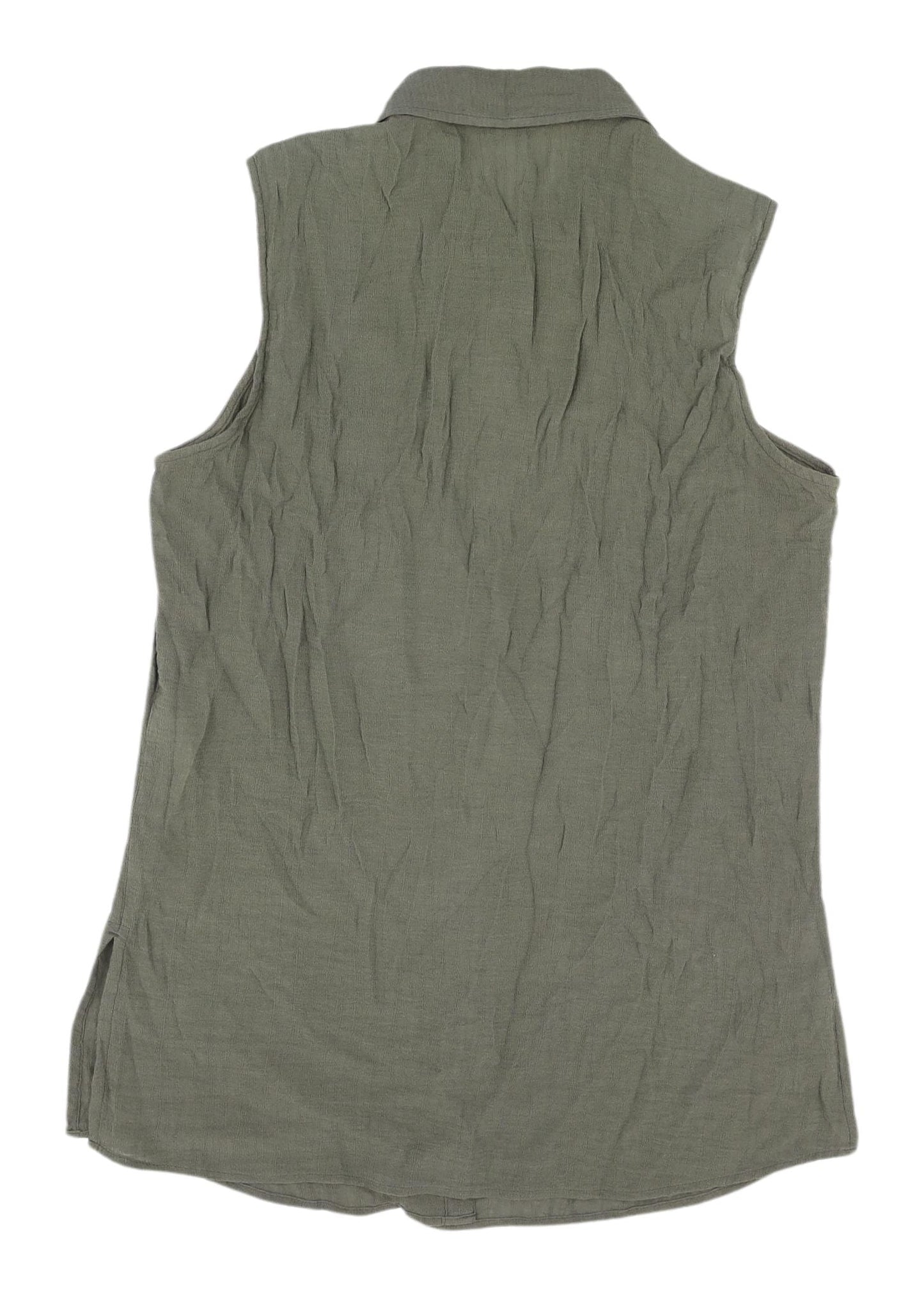 Marks and Spencer Women's Sleeveless Green Button-Up Top