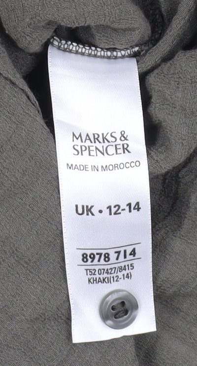 Marks and Spencer Women's Sleeveless Green Button-Up Top