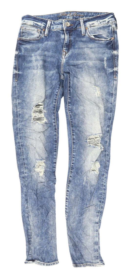 Mavi Women's Blue Skinny Jeans Size 4 Distressed Denim
