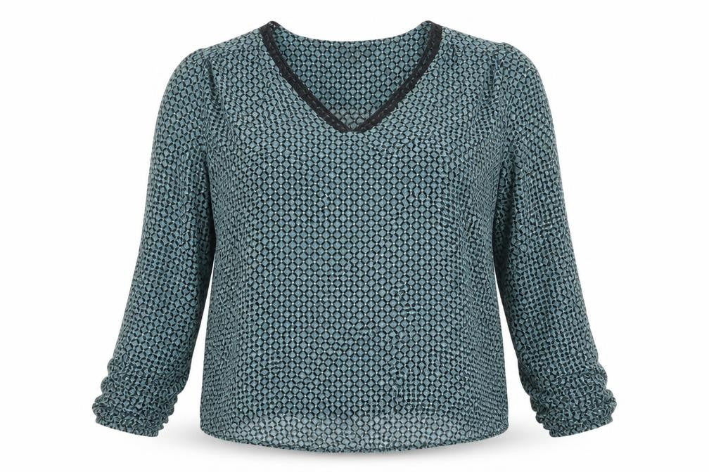 1.2.3 Paris Women's Blue Geometric Blouse Size 14