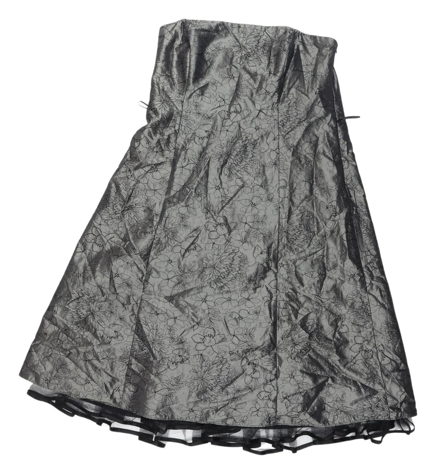 Debenhams Women's Grey A-Line Strapless Dress Size 16