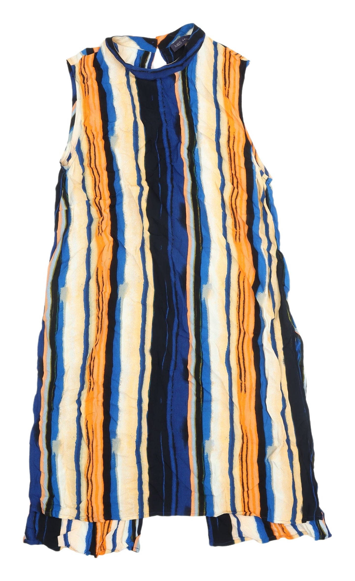 Marks and Spencer Women's Multicoloured Striped Open Back Tunic Blouse UK 12