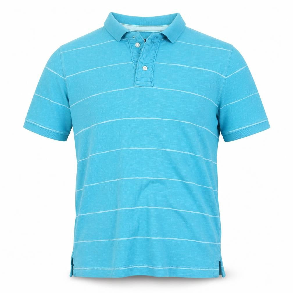 H&M Men's Blue Striped Polo Shirt L