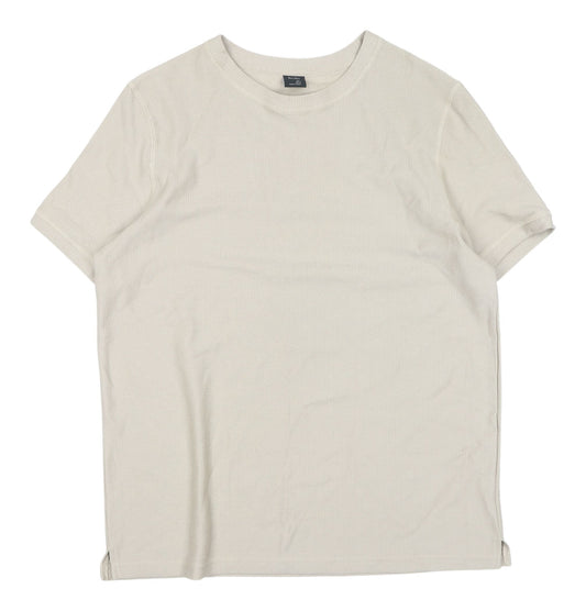 Bershka Men's Beige Crew Neck T-Shirt Size L