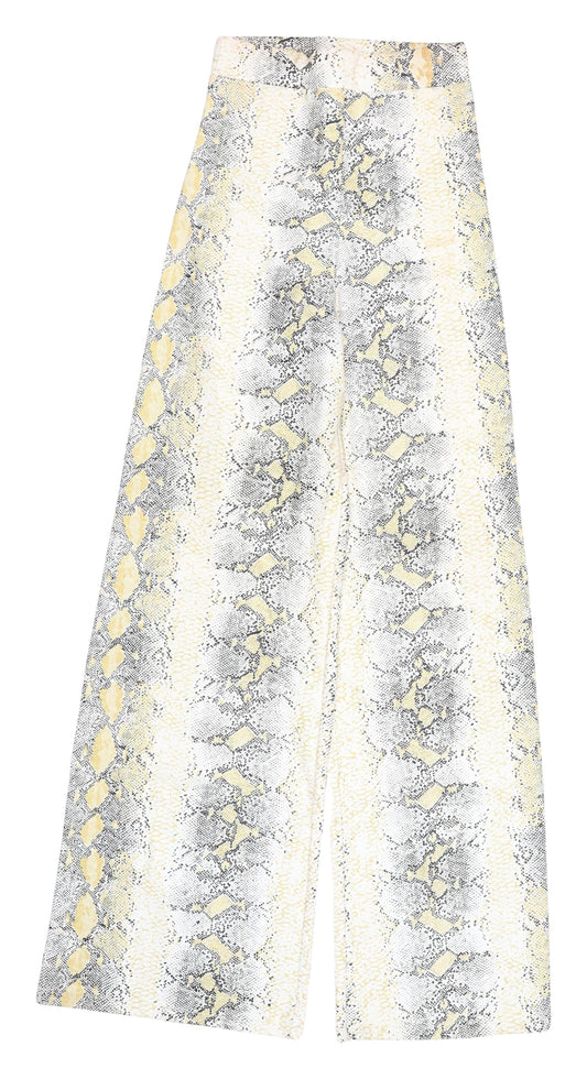 PrettyLittleThing Women's Yellow Snake Print Trousers