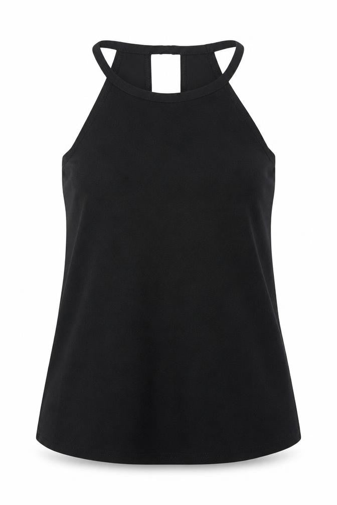Boohoo Women's Black Tank Top UK 6 High Neck Sleeveless