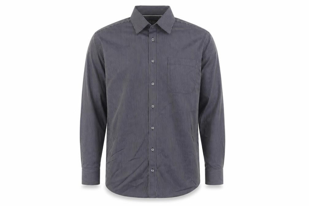 Marks and Spencer Men's Grey Striped Shirt 16