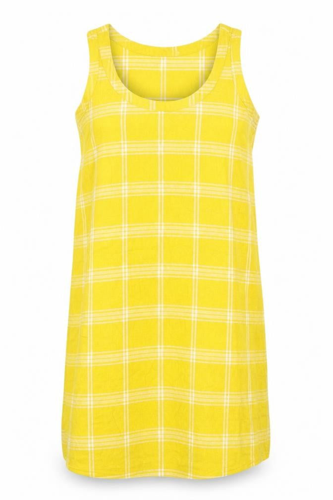 Marks and Spencer Yellow Check Womens Shift Dress Size 8