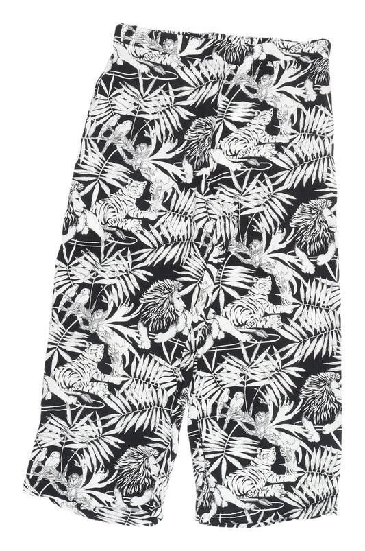 Warehouse Women's Cropped Black Animal Print Trousers