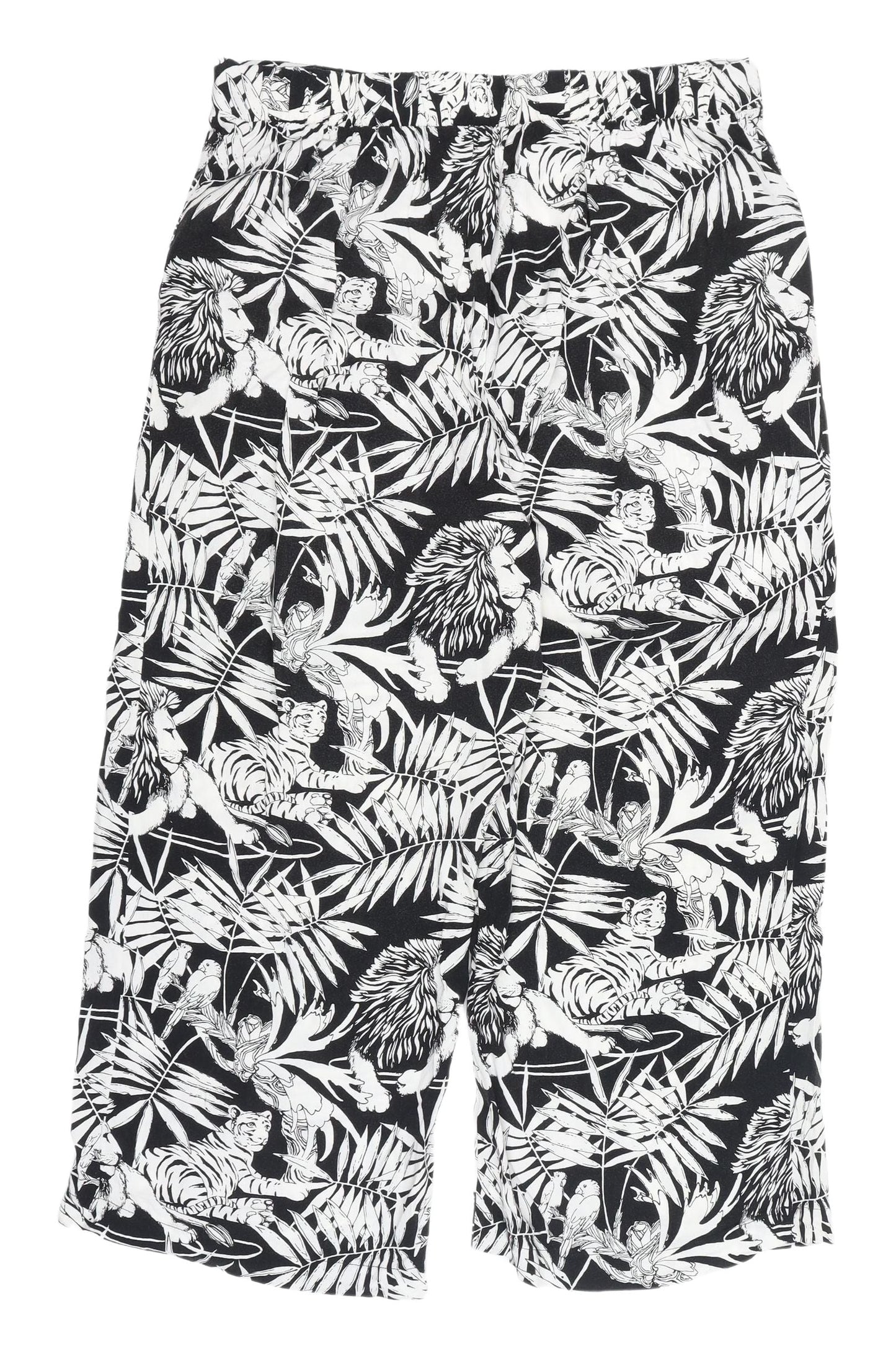 Warehouse Women's Cropped Black Animal Print Trousers